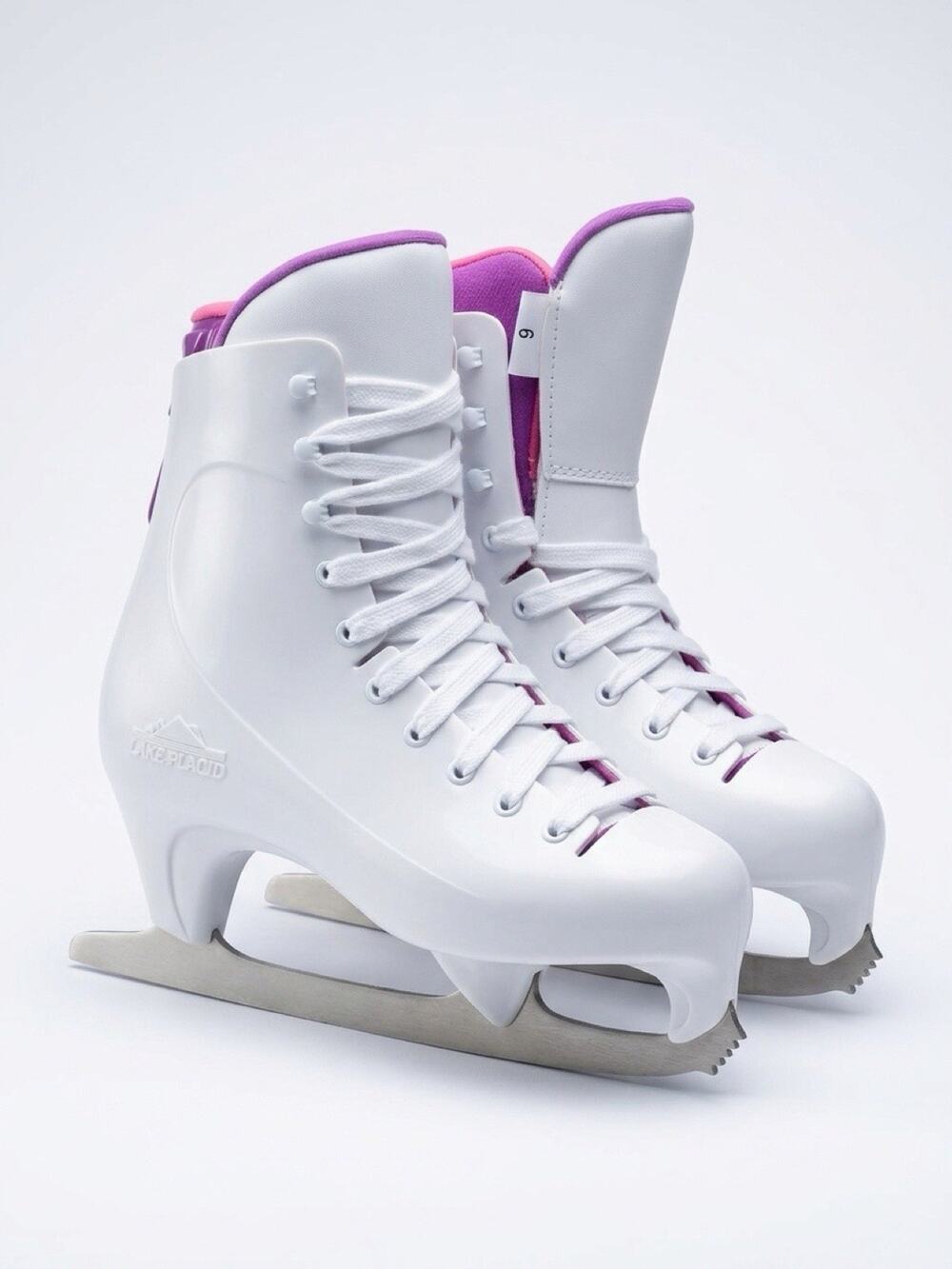 Lake Placid Women 6 Ice Skates Bladed Shoes White Lace Up Superior Ankle Support
